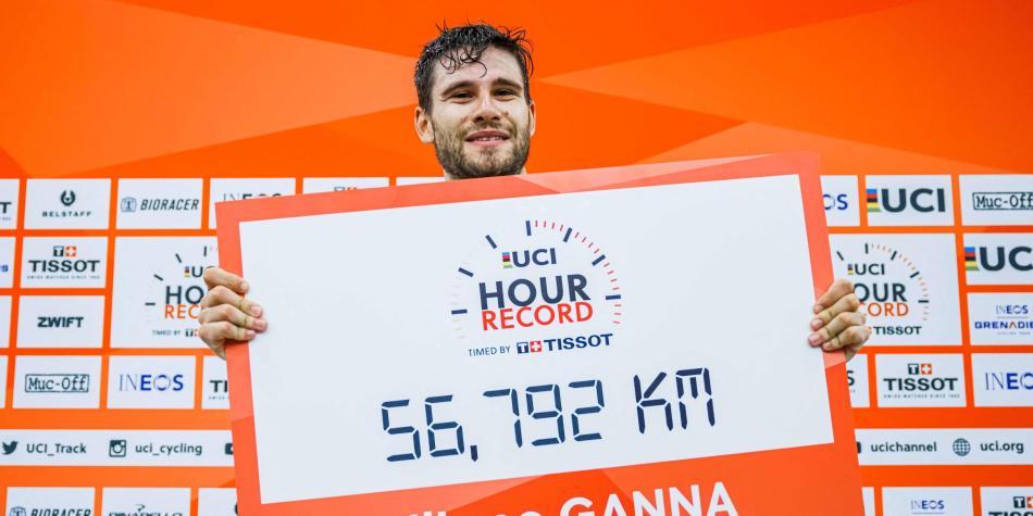 Filippo Ganna, nuevo récord de la hora con 56,792 kilómetros